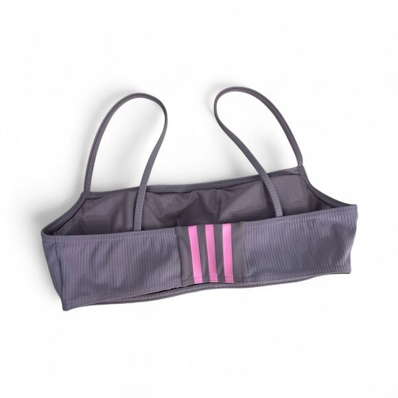 Adidas Iconisea Ribbed Lilac/Pink Bikini Top Size M Medium Support Pull-On - Picture 10 of 11